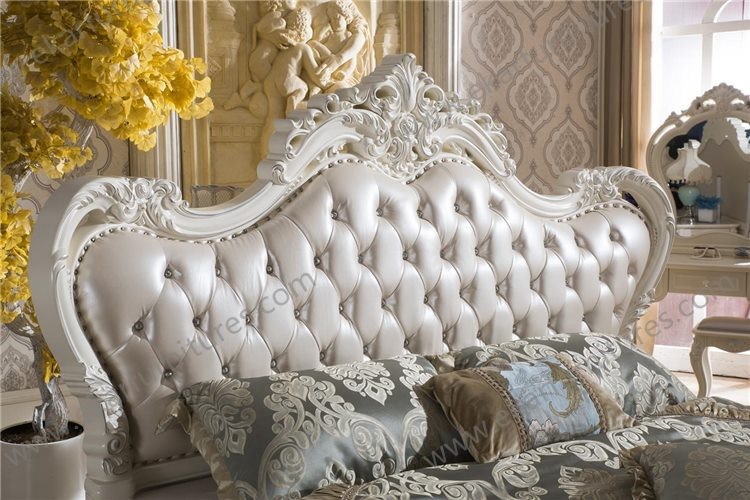 Luxury Bedroom Leather Tulip Bed Cheap Classic European Bed 9008