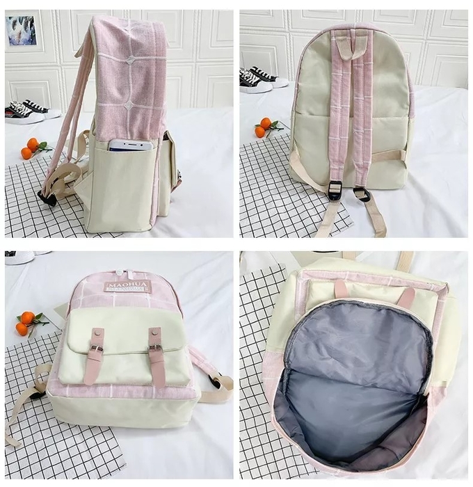 Women Travel Backpack Sets 4pc Sturdy Laptop Backpack Teens Canvas