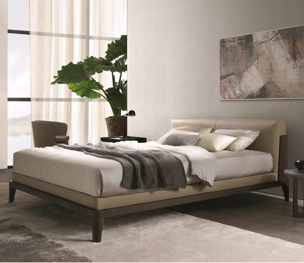 Bed Designer Furniture Cream White Modern Leather Bed ZZ-BD017
