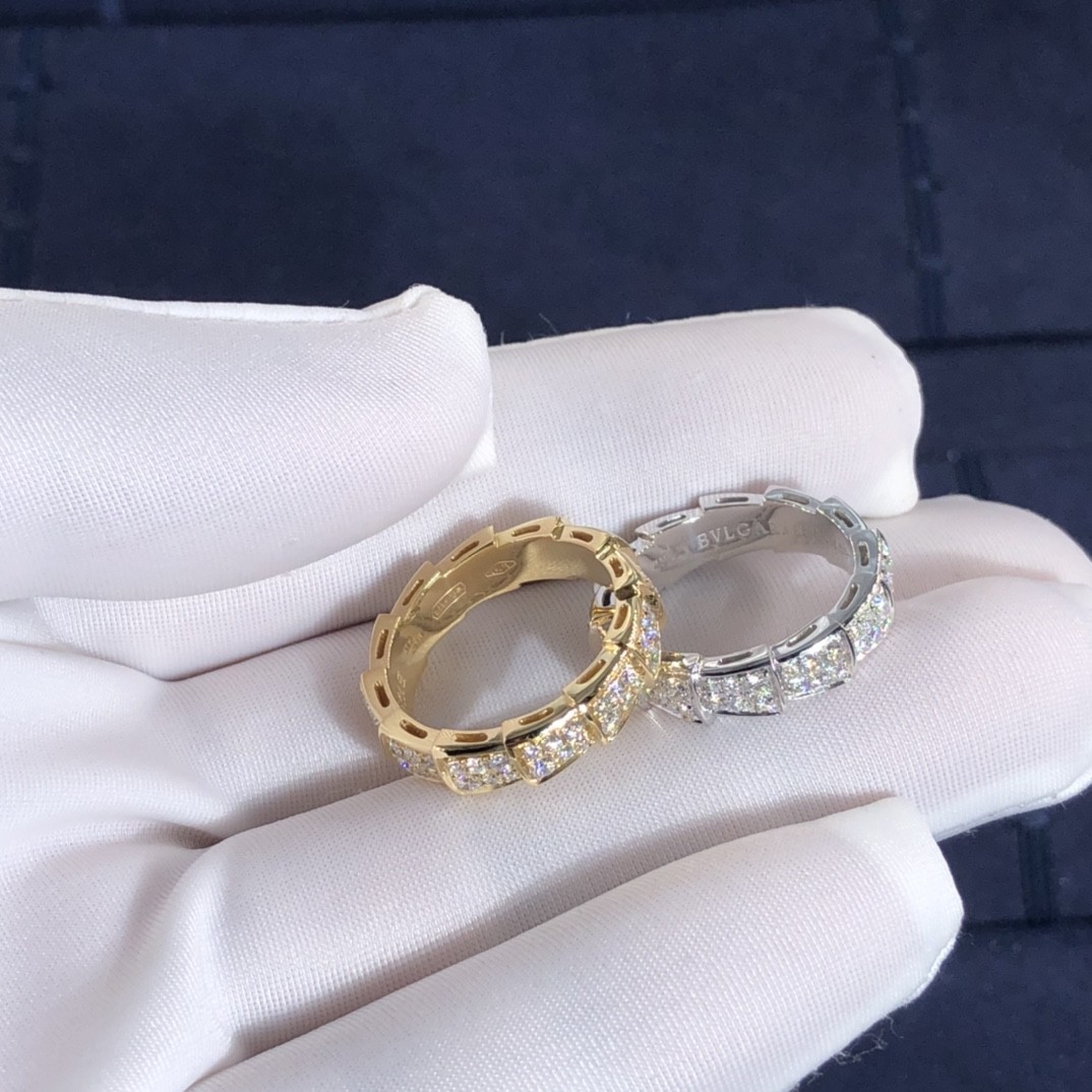 Hot Fine Jewelry High-End High Quality 18k Pure Gold Natural Diamonds Serpenti Viper Ring