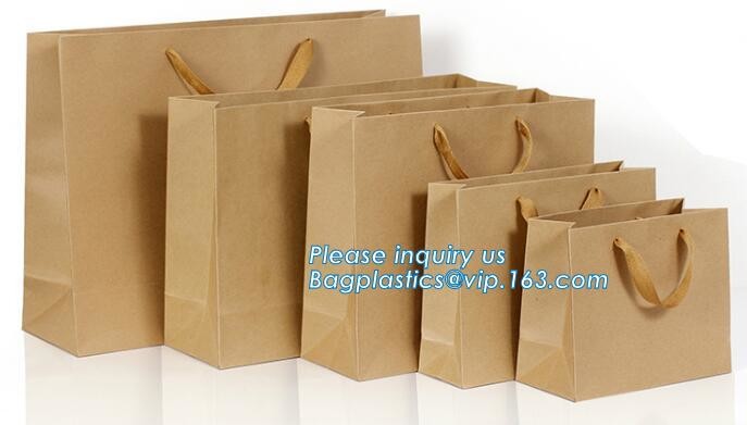 Flower carrier bag with different color customized pot plants kraft paper bag with handle,stamping logo fancy paper flow