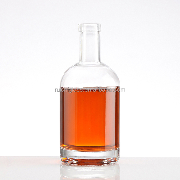 Customize Sealing Clear Glass Bottles for Vodka Whisky Hot Stamping and Cork Included