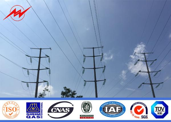 10m-20m Galvanised Steel Power Poles / Electric Transmission Line Poles Round