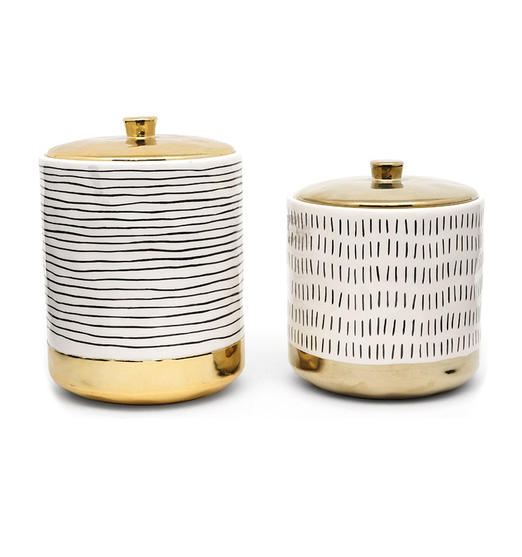 Modern Airtight Tea Sugar Coffee Food Storage Canister Set With Golden Cover Colorful Ceramic Canisters