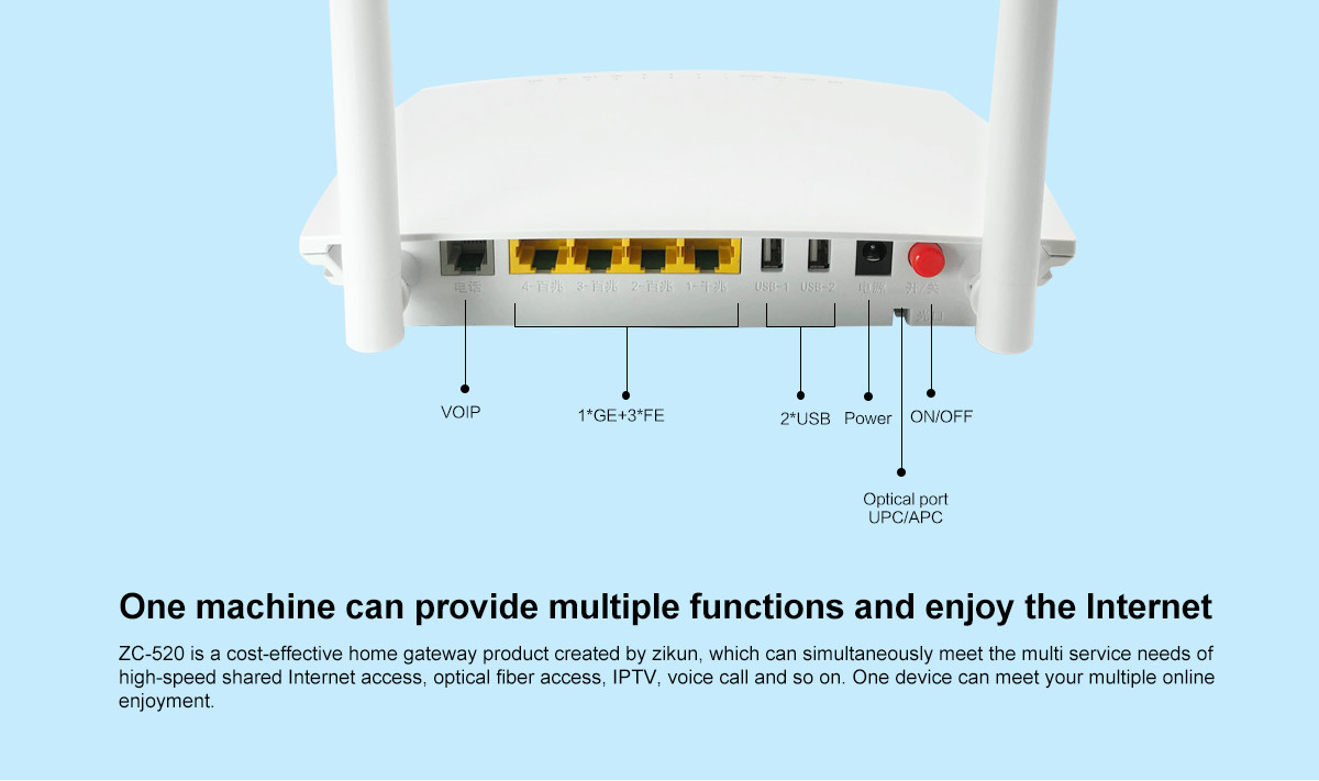 AC Wifi GPON ONU 1GE 3FE 1POTS 2.4G 5G Dual Band ONT For FTTH FTTB FTTX Network