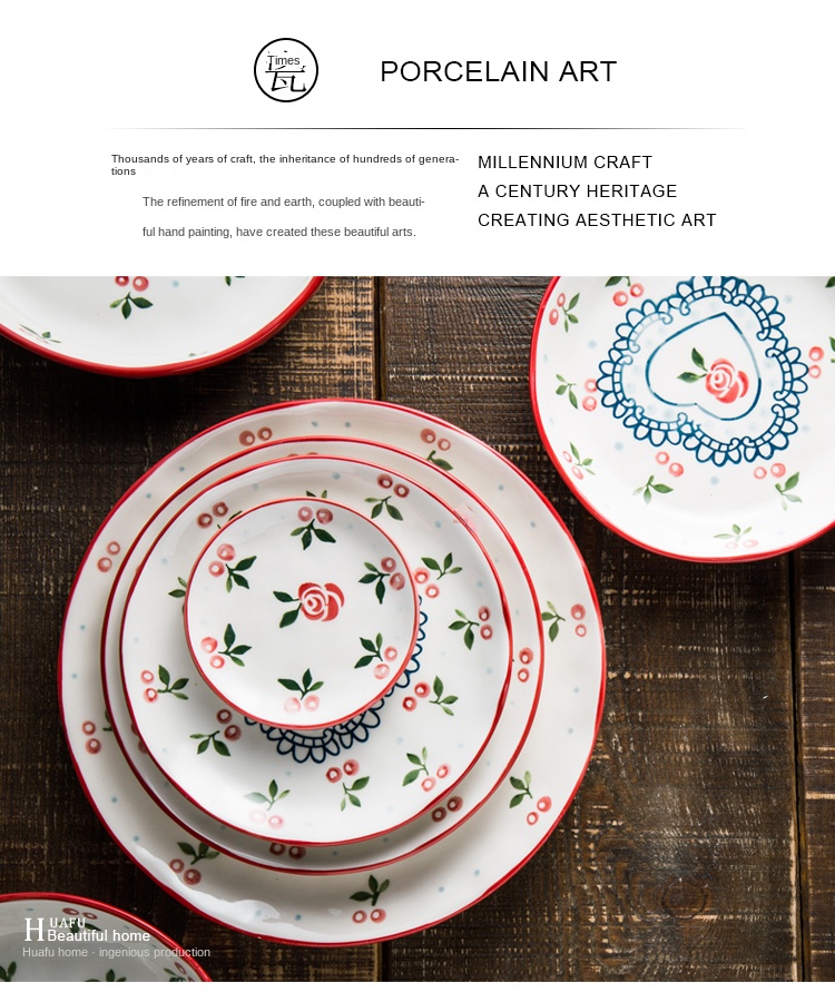 Nordic Style Porcelain Tableware Set , Hand Painted Ceramic Plates And Bowls For Hotel