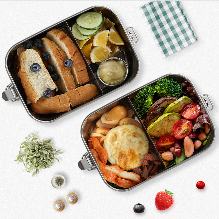 3 In1 Safety Stainless Steel Lunch Box Kids Adult Stainless Steel Bento Box