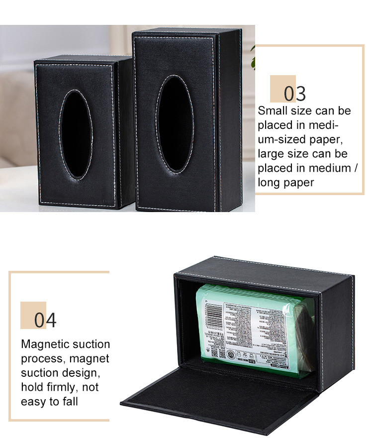 PU Leather Anti Moisture Rectangular Napkin Tissue Box Household Storage Organization