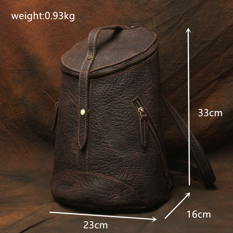 Bucket Retro Soft Anti Theft Genuine Leather Backpack