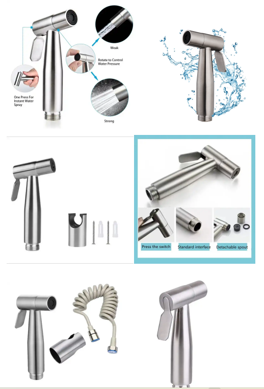 Plastic Bathroom Toilet Spray Gun Set With Woman Washer Nozzle And Companion Flusher