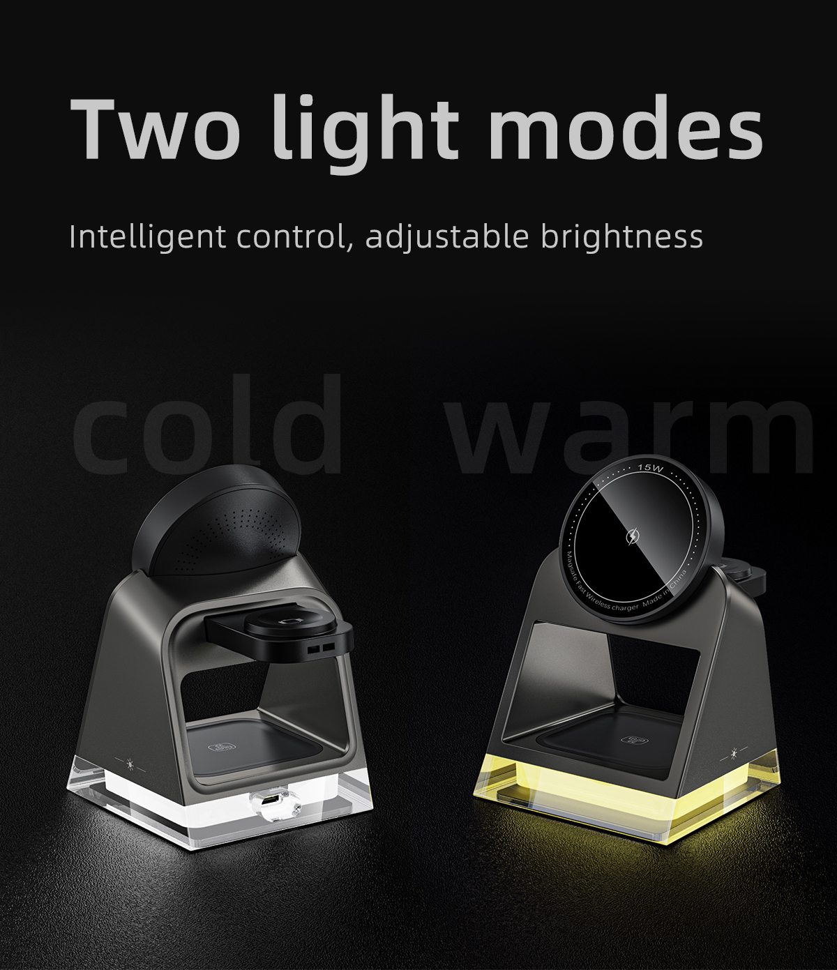 15W Magnetic Multi Device Wireless Fast Charger Station 3-in-1 for 3 Devices