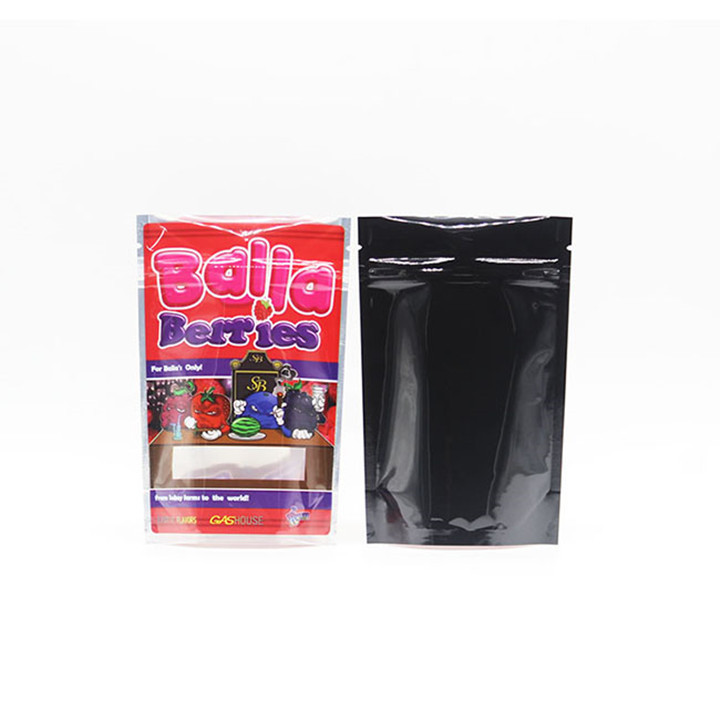 Weed Bag Three Side Sealed Open Window Aluminized Bag With Child Proof Zippe Holographic Printing For Packaging weed