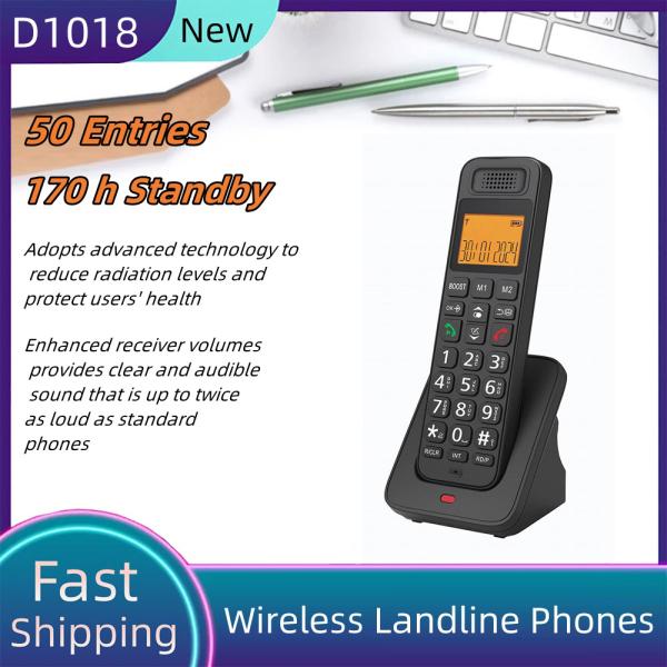 D1018 Low Radiation LCD Wireless Fixed Phone with Hands Free Call Function for