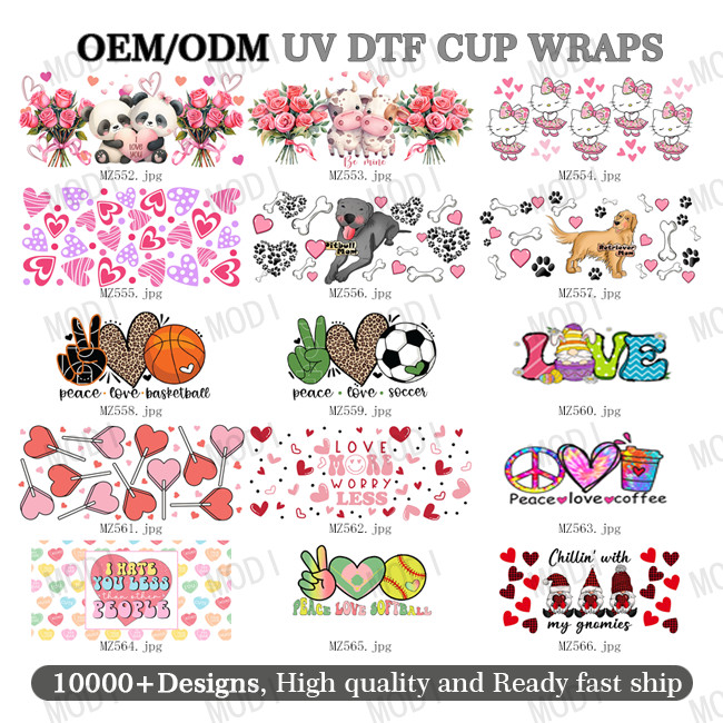 Valentine'S Day UV DTF Transfers For Cups Wraps Custom Logo Libbey Glass Tumbler