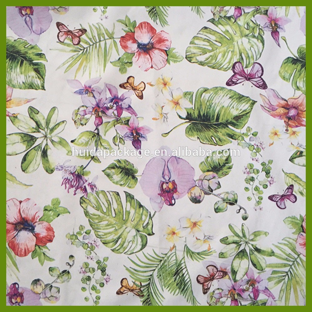 Flower design heat transfer printed tablecloth made of 100% polyester table decration cloth
