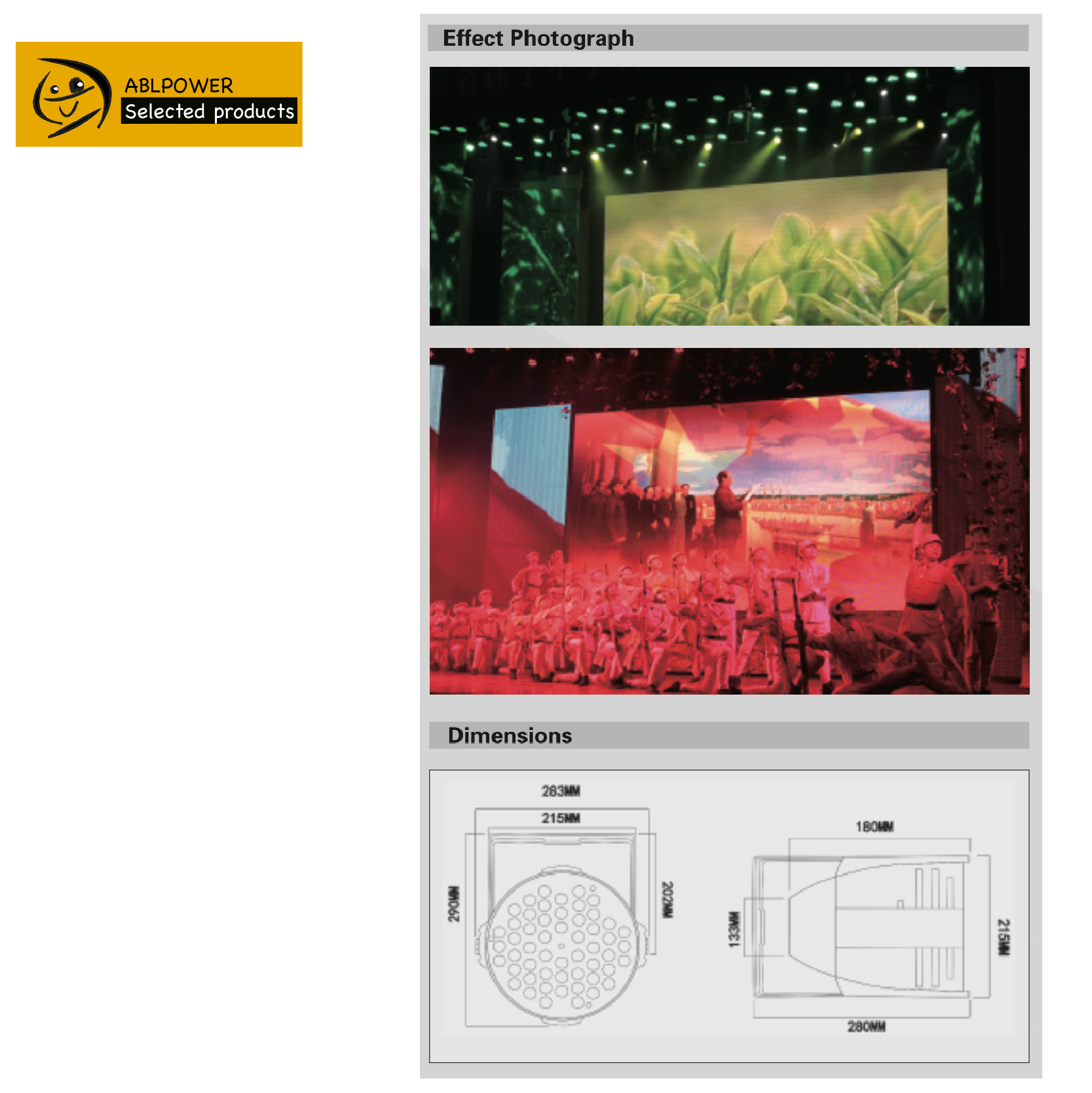60hz IP20 180W Stage Par Light RGBW Color Mixing