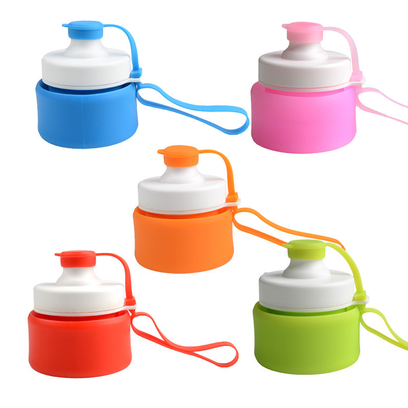 Silicone Outdoor Sports Folding Water Bottle 530ml Logo Customized