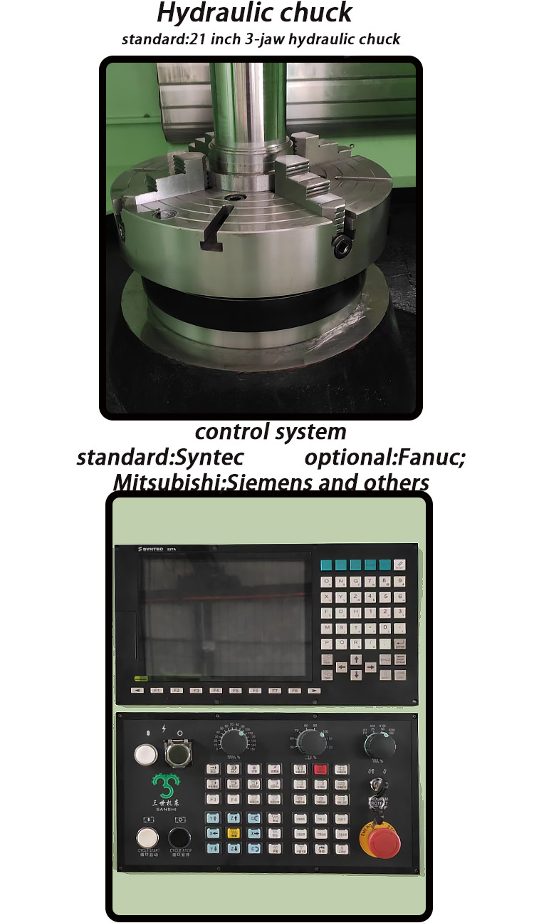 Large Scale CNC Vertical Lathe Machine High Precision Servo Turret