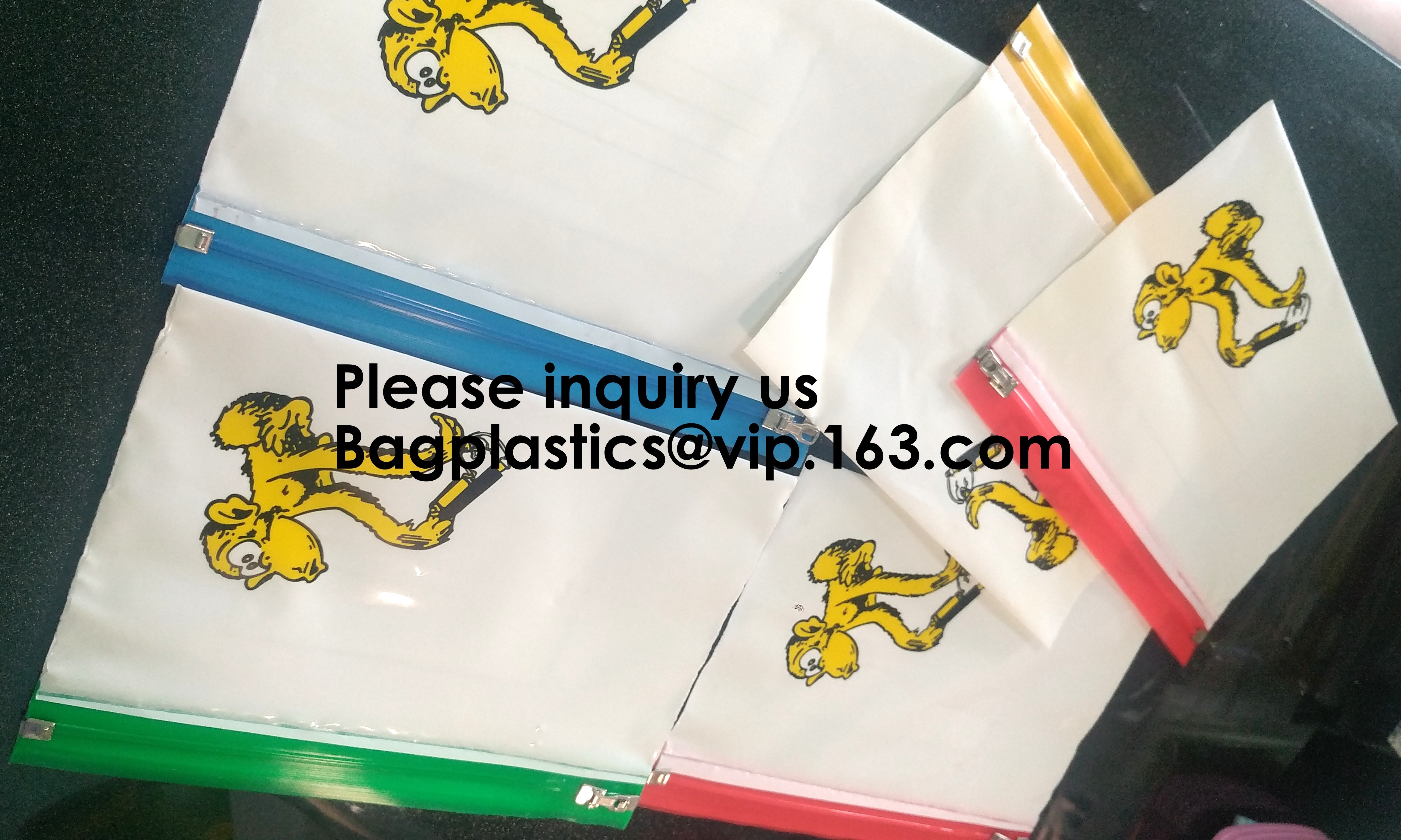Metal Slider Office File Folder Mesh Clear PVC Zip Lock Document Bag,Folder File Wallet Zipped Lock Document Bag pack