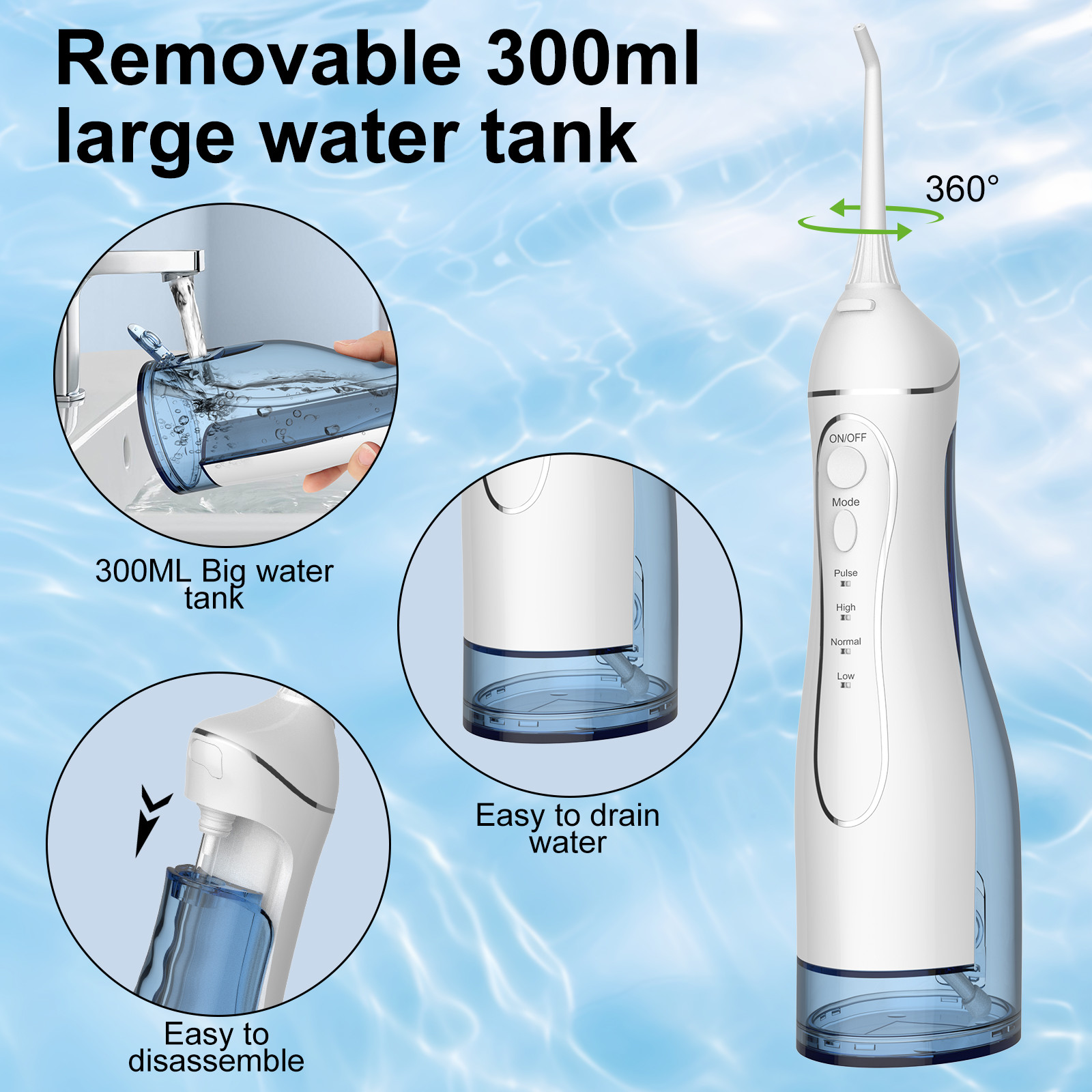 Plastic ABS DIY Electric Cordless Water Flosser IPX7 Waterproof for Teeth Cleaning