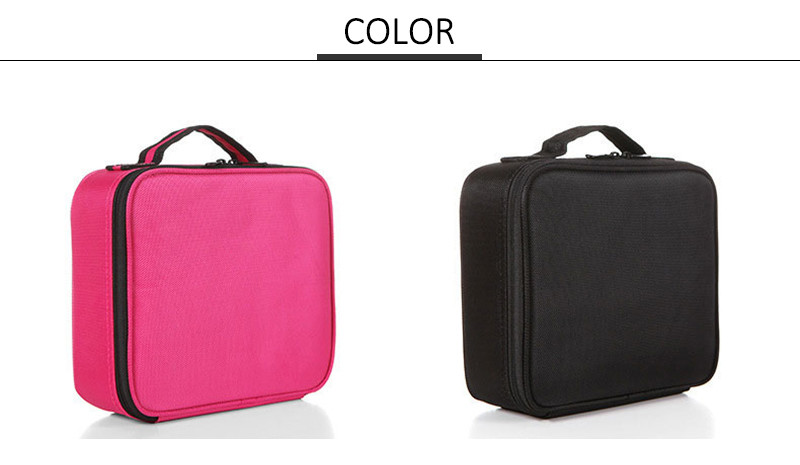 Lady Professional Cosmetic Organizer Mesh Leather Beauty Travel Cosmetic Case