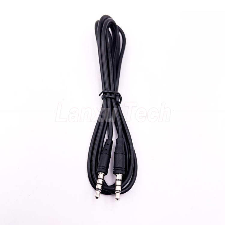 Stock Male to Male 3.5mm 4 Poles Stereo Jack Microphone Audio Extension Cable for Earphone Computer Speaker