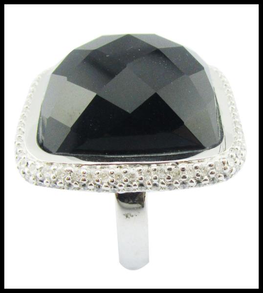 925 Sterling Silver Rings With Black Agate Gemstones Silver Gemstone Rings