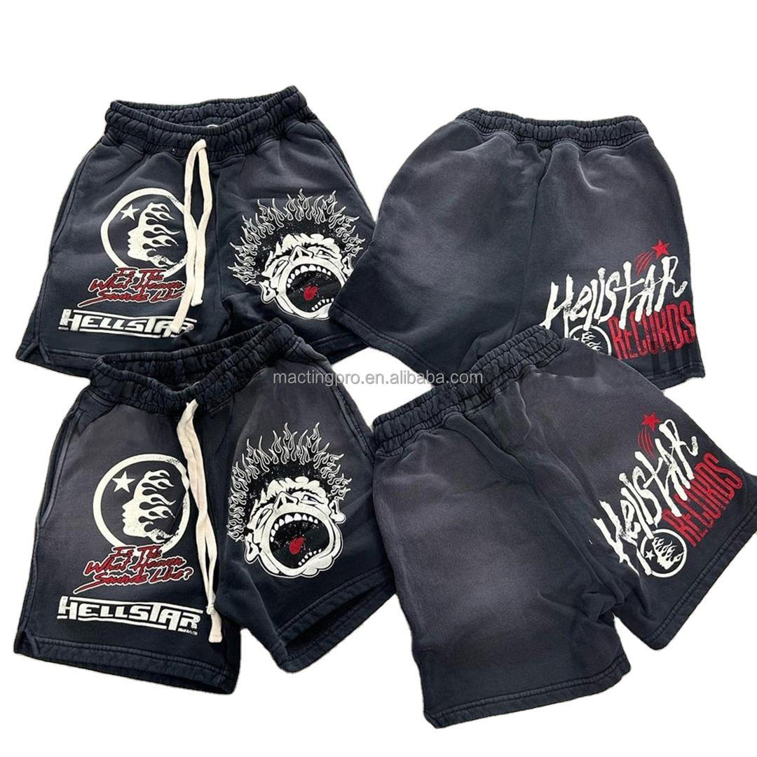 Vintage Washed Cotton Men's Sun Fade Shorts with Drawstring Closure and Custom Print