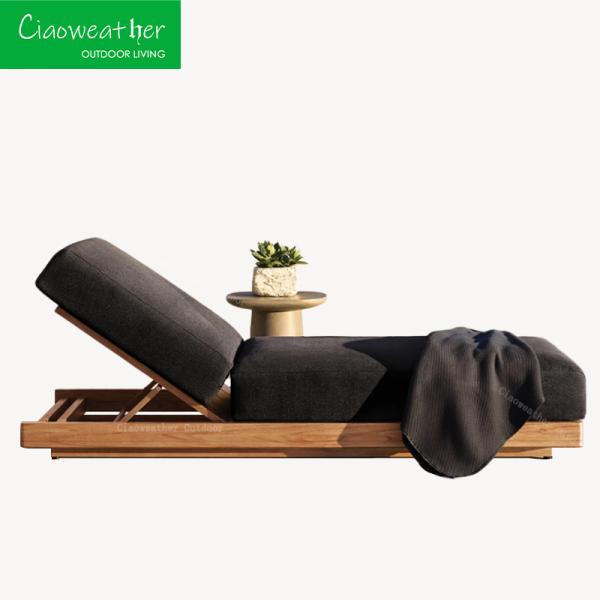 Wood Modern Villa Balcony Pool Chaise Patio Outdoor Furniture Garden Teak Sun
