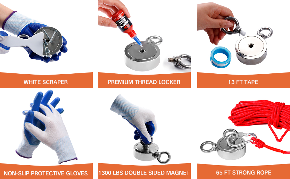 Super Strong Neodymium Magnet Fishing Kit with 2000 LBS Pull Force and Precise Tolerance