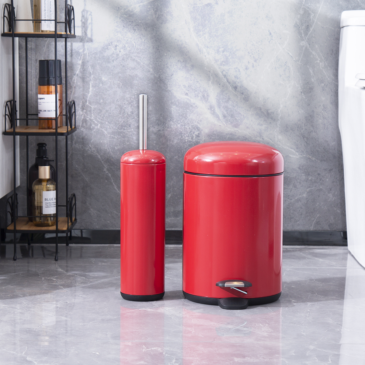 Large Capacity 5L Stainless Steel Waste Bin with Durable Pedal and Rolling Cover