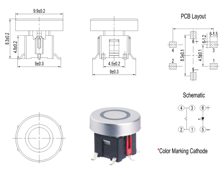 Illumination Tactile Switch,Smd Silver Cap Pcb LED Push Button Tact Switch ,Lighted Tact Switch,Illuminated Tact Switch