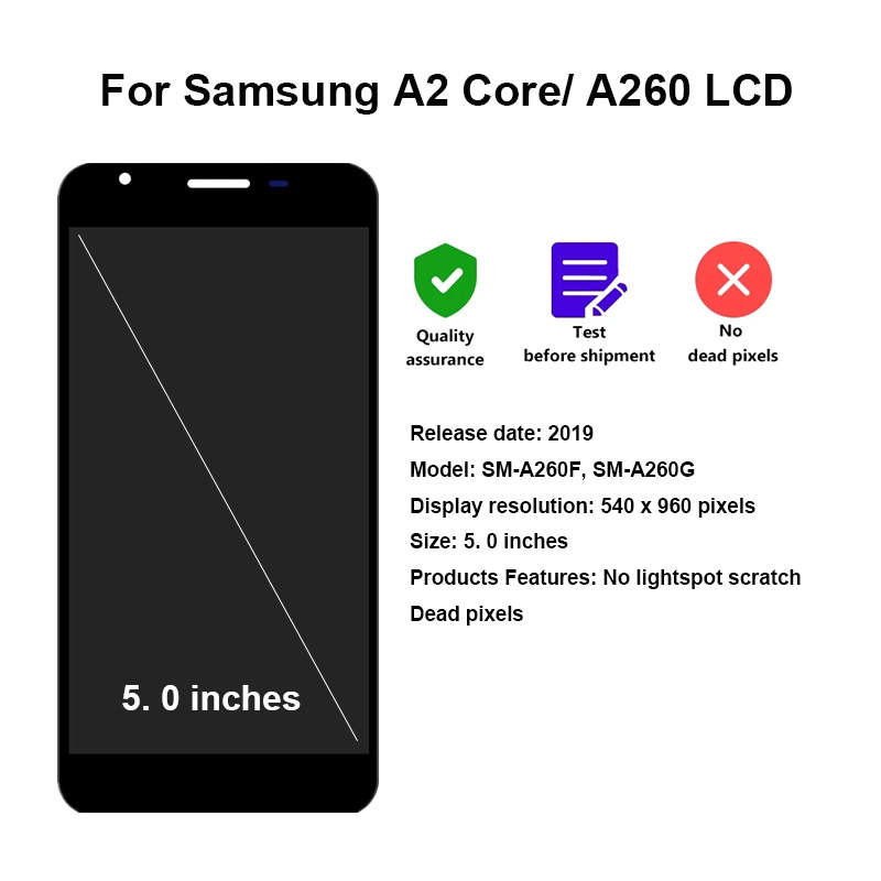 Phone Screen Refurbished Lcd Original For SAM Galaxy A2 Core A260 LCD Display Touch Screen Digitizer Assembly