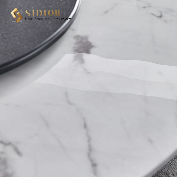 ECO Friendly Large Round Marble Dining Table white SGS Standard