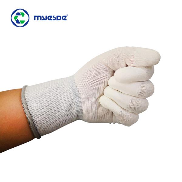 High Density White Polyester Cleanroom Gloves Carbon Fiber ESD Gloves Industrial