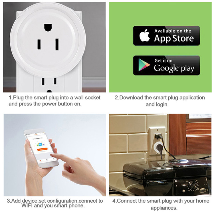 Non Grounding Voice Control Smart Plug Wifi Outlet 10A CE Approved