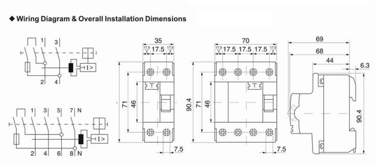 IEC61008 F362 IP20 6KA 2P 63A RCCB Circuit Breaker