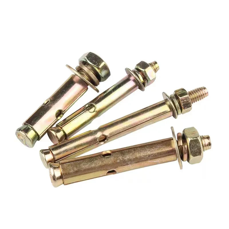 Metal Expansion Screw Yellow Zinc Plated High Carbon Steel Sleeve Anchor Bolts