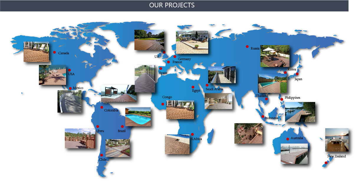 Custom Interlock Outdoor WPC Decking Board Above 18mm Thickness with Wood Grain Surface