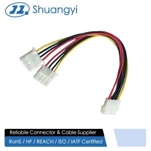 China 4Pin Molex Power Connector Y Splitter Cable – 1 to 2 Female Electrical Wire Harness for PC / Server / LED on sale