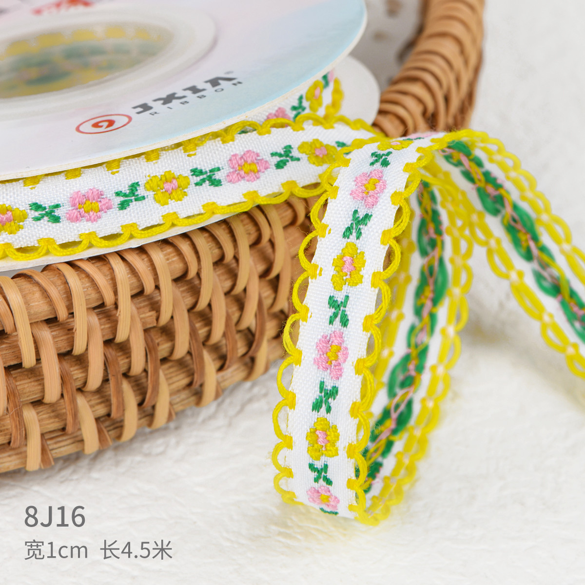 15mm*50y Pastoral Floral Cotton Ribbon Baking Cake Ribbon Bow DIY Material Decoration Ribbon Flower Bouquet Packaging