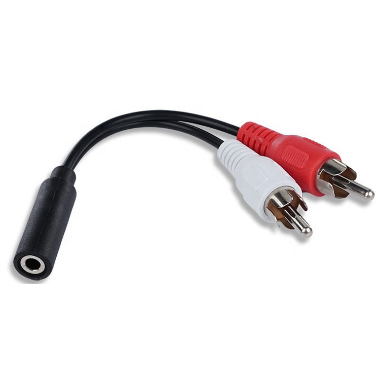 Splitter Female 3.5mm Aux Audio Jack to 2 RCA Male AV Cable for Speaker