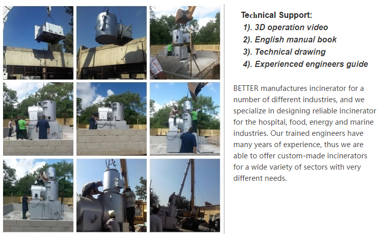 Condition Large Secondary Combustion Chamber Solid Waste Incinerator in Customized Size