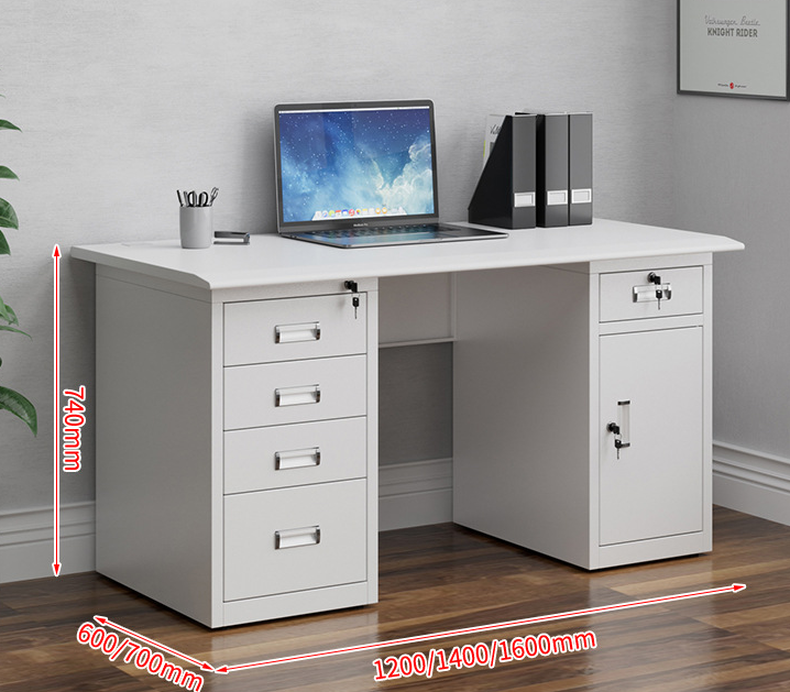 Commercial Furniture Steel Office Computer Desk Single with Locking Drawer Durable