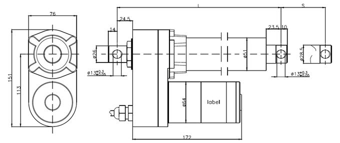 High Force Compact Linear Actuator 12V For Mechanical Sweeper Outdoor Use