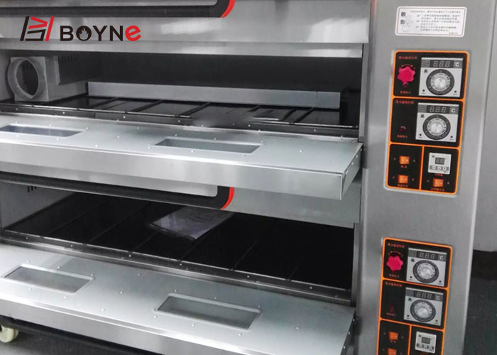 Commercial Gas Deck Oven Stainless Steel Double Deck Four Trays Bread Baking Oven