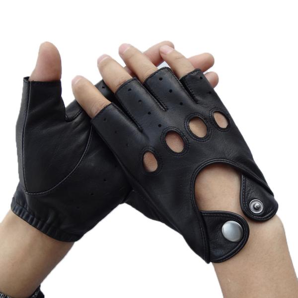 Soft Mens Leather Fingerless Gloves , Mens Leather Winter Gloves Hand Sewing