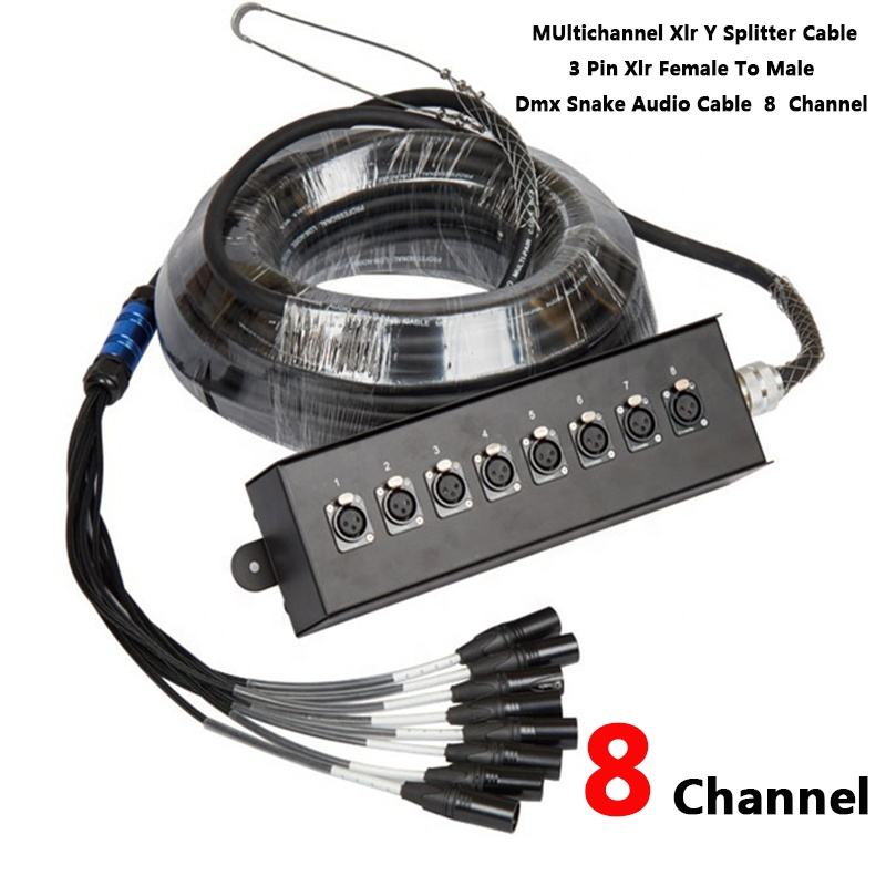 TPE Multichannel XLR Y Splitter Cable 3 Pin XLR Female to Male DE Power DMX Snake Audio Cable 4 8 12 16 24 32 48 Channel