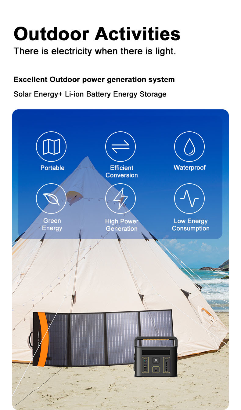 110V 220V Portable Solar Rechargeable Power Station 500W For Outdoor Camping