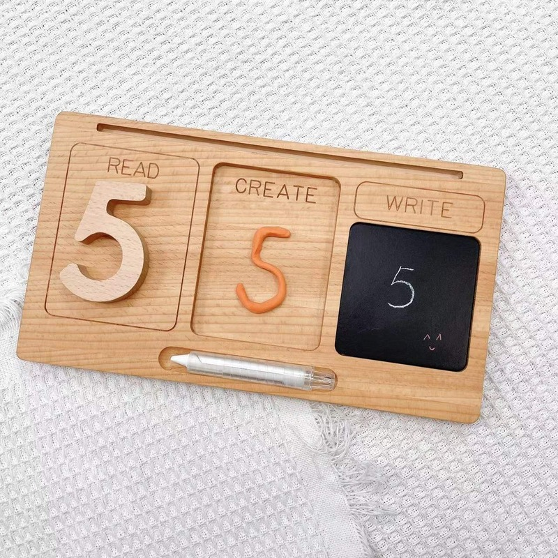 Montessori Early Education Toys Number Tracing Board Learning Penmanship Training Handwriting Blackboard Tray